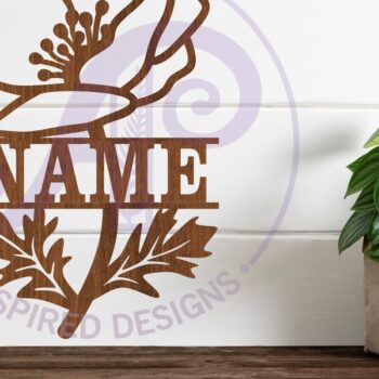 Intra απο ξύλο plywood 3mm-4mm πάχος – Πινακίδα ονόματος παπαρούνας Πρότυπο κοπής λέιζερ Δίασταση  20x20 cm INTRAFABR-78906519 - Image 1