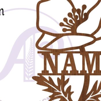 Intra απο ξύλο plywood 3mm-4mm πάχος – Πινακίδα ονόματος παπαρούνας Πρότυπο κοπής λέιζερ Δίασταση  20x20 cm INTRAFABR-78906519 - Image 3