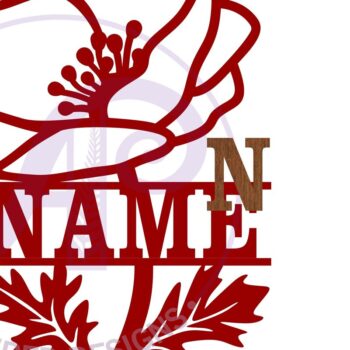 Intra απο ξύλο plywood 3mm-4mm πάχος – Πινακίδα ονόματος παπαρούνας Πρότυπο κοπής λέιζερ Δίασταση  20x20 cm INTRAFABR-78906519 - Image 4