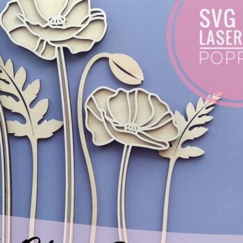 Intra απο ξύλο plywood 3mm-4mm πάχος – Λουλούδι κομμένο με λέιζερ Poppy Δίασταση  20x20 cm INTRAFABR-33675358 - Image 1