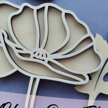 Intra απο ξύλο plywood 3mm-4mm πάχος – Λουλούδι κομμένο με λέιζερ Poppy Δίασταση  20x20 cm INTRAFABR-33675358 - Image 2