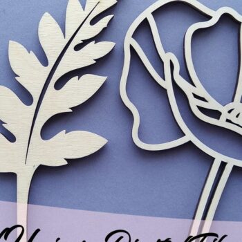 Intra απο ξύλο plywood 3mm-4mm πάχος – Λουλούδι κομμένο με λέιζερ Poppy Δίασταση  20x20 cm INTRAFABR-33675358 - Image 3