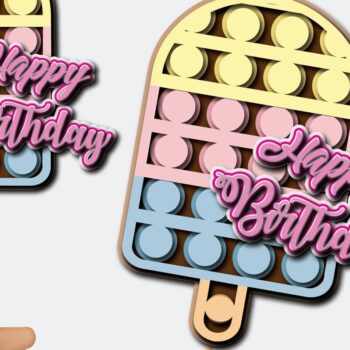 Intra απο ξύλο plywood 3mm-4mm πάχος – Popsicle Pop It 3d Cake Topper Δίασταση 20x20 cm INTRAFABR-36123278 - Image 1