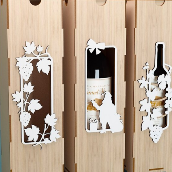 Intra απο ξύλο plywood 3mm-4mm πάχος – Χριστουγεννιάτικο κουτί κρασιού ή θήκη κρασιού X3 Δίασταση  20x20 cm INTRAFABR-119548035 - Image 1