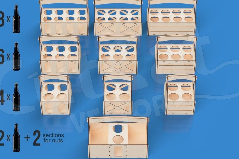 Intra απο ξύλο plywood 3mm-4mm πάχος – Φορητό κουτί για 2-8 μπουκάλια μπύρας Δίασταση  20x20 cm INTRAFABR-119310600