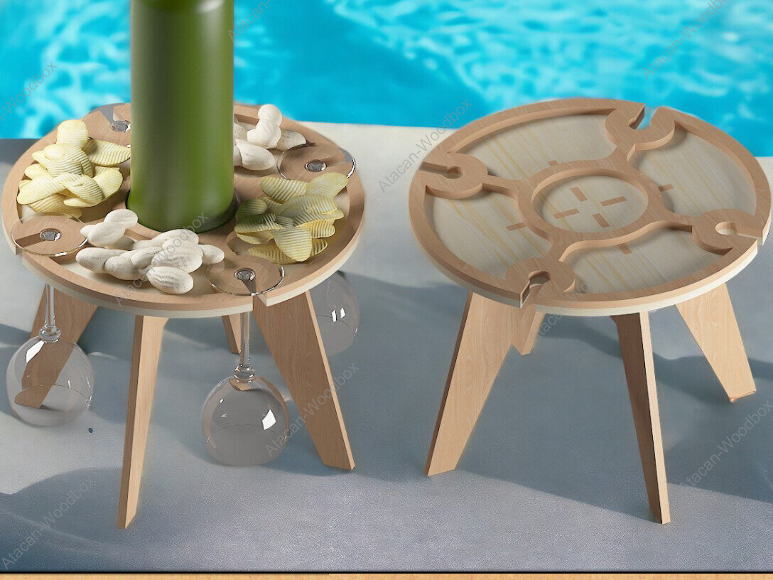 Intra απο ξύλο plywood 3mm-4mm πάχος – Φορητό τραπέζι κρασιού με ποτηροθήκη an Δίασταση  20x20 cm INTRAFABR-92299951