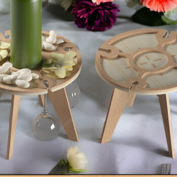 Intra απο ξύλο plywood 3mm-4mm πάχος – Φορητό τραπέζι κρασιού με ποτηροθήκη an Δίασταση  20x20 cm INTRAFABR-92299951 - Image 3