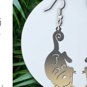 Intra απο ξύλο plywood 3mm-4mm πάχος – Possum Animal Earrings Design Cut Laser Δίασταση 5x5 cm INTRAFABR-120857729