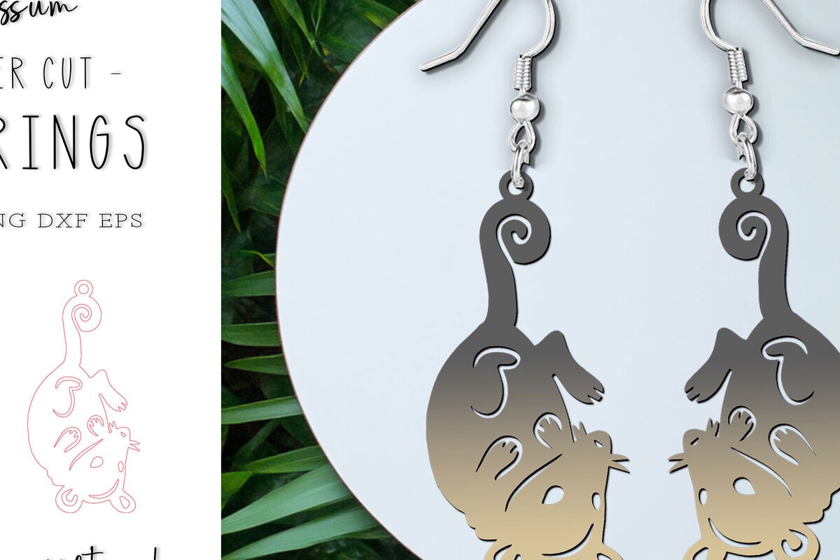 Intra απο ξύλο plywood 3mm-4mm πάχος – Possum Animal Earrings Design Cut Laser Δίασταση  5x5 cm INTRAFABR-120857729