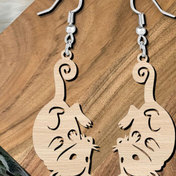 Intra απο ξύλο plywood 3mm-4mm πάχος – Possum Animal Earrings Design Cut Laser Δίασταση  5x5 cm INTRAFABR-120857729 - Image 2