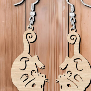 Intra απο ξύλο plywood 3mm-4mm πάχος – Possum Animal Earrings Design Cut Laser Δίασταση  5x5 cm INTRAFABR-120857729 - Image 5