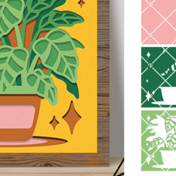 Intra απο ξύλο plywood 3mm-4mm πάχος – Φυτά σε γλάστρες 3D Shadow Box Χαρτί κοπής Δίασταση  20x20 cm INTRAFABR-76840433 - Image 1