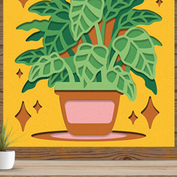 Intra απο ξύλο plywood 3mm-4mm πάχος – Φυτά σε γλάστρες 3D Shadow Box Χαρτί κοπής Δίασταση  20x20 cm INTRAFABR-76840433 - Image 2