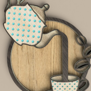 Intra απο ξύλο plywood 3mm-4mm πάχος – 3D Layered Coffee Pouring Coffee Δίασταση 20x20 cm INTRAFABR-49517268