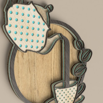 Intra απο ξύλο plywood 3mm-4mm πάχος – 3D Layered Coffee Pouring Coffee Δίασταση  20x20 cm INTRAFABR-49517268 - Image 2