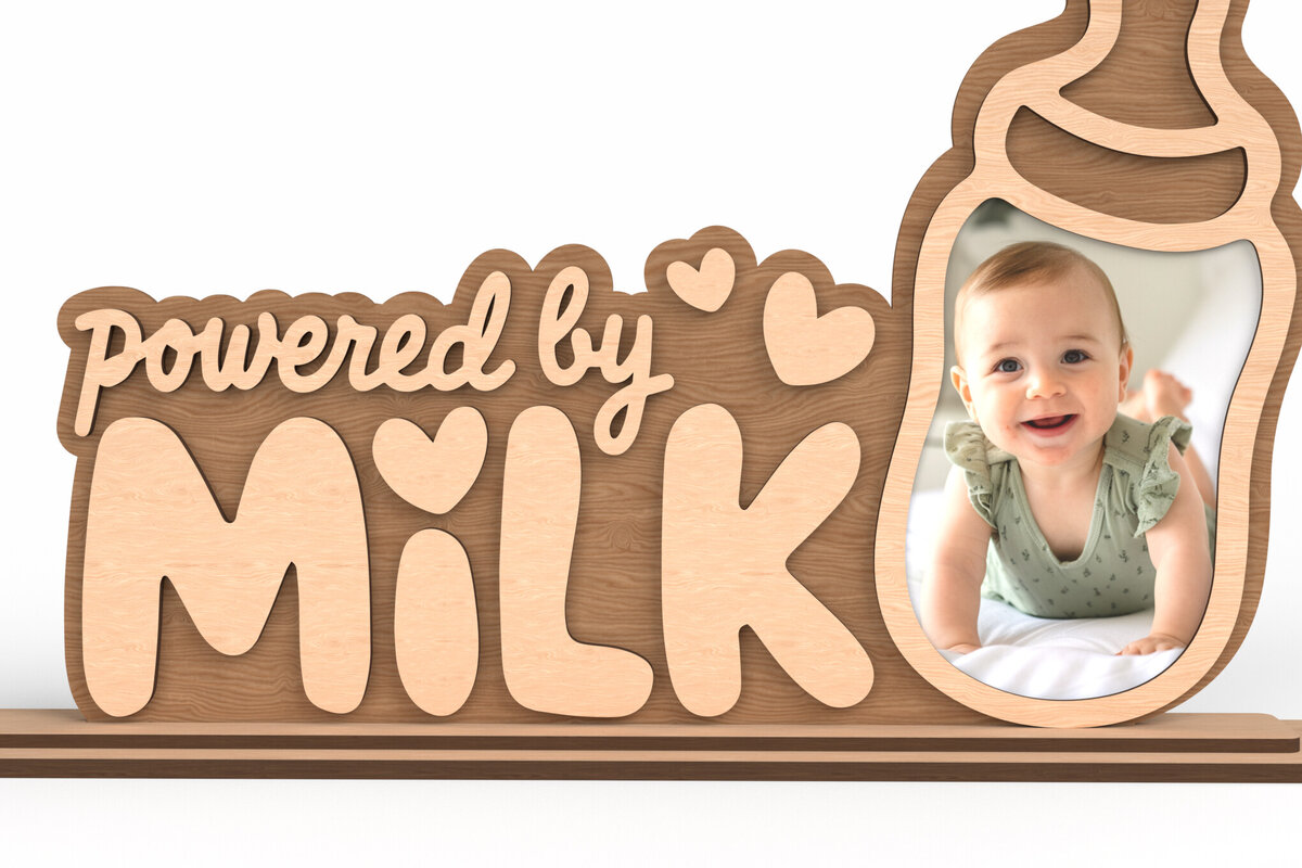 Intra απο ξύλο plywood 3mm-4mm πάχος – Powered by Milk Baby Bottle Κορνίζα φωτογραφιών Δίασταση  20x20 cm INTRAFABR-117705823