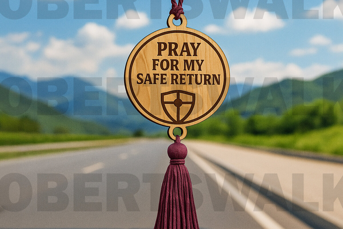 Intra απο ξύλο plywood 3mm-4mm πάχος – Pray for My Safe Return – Κρεμάστρα αυτοκινήτου Δίασταση  20x20 cm INTRAFABR-124433632