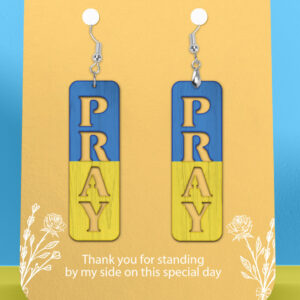 Intra απο ξύλο plywood 3mm-4mm πάχος – Αρχείο κοπής με λέιζερ Pray Ukraine Earrings Δίασταση  5x5 cm INTRAFABR-26582522