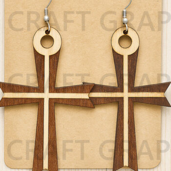 Intra απο ξύλο plywood 3mm-4mm πάχος – Σκουλαρίκια με τα χέρια προσευχής – Χριστιανική πίστη Δίασταση  5x5 cm INTRAFABR-124957729 - Image 1