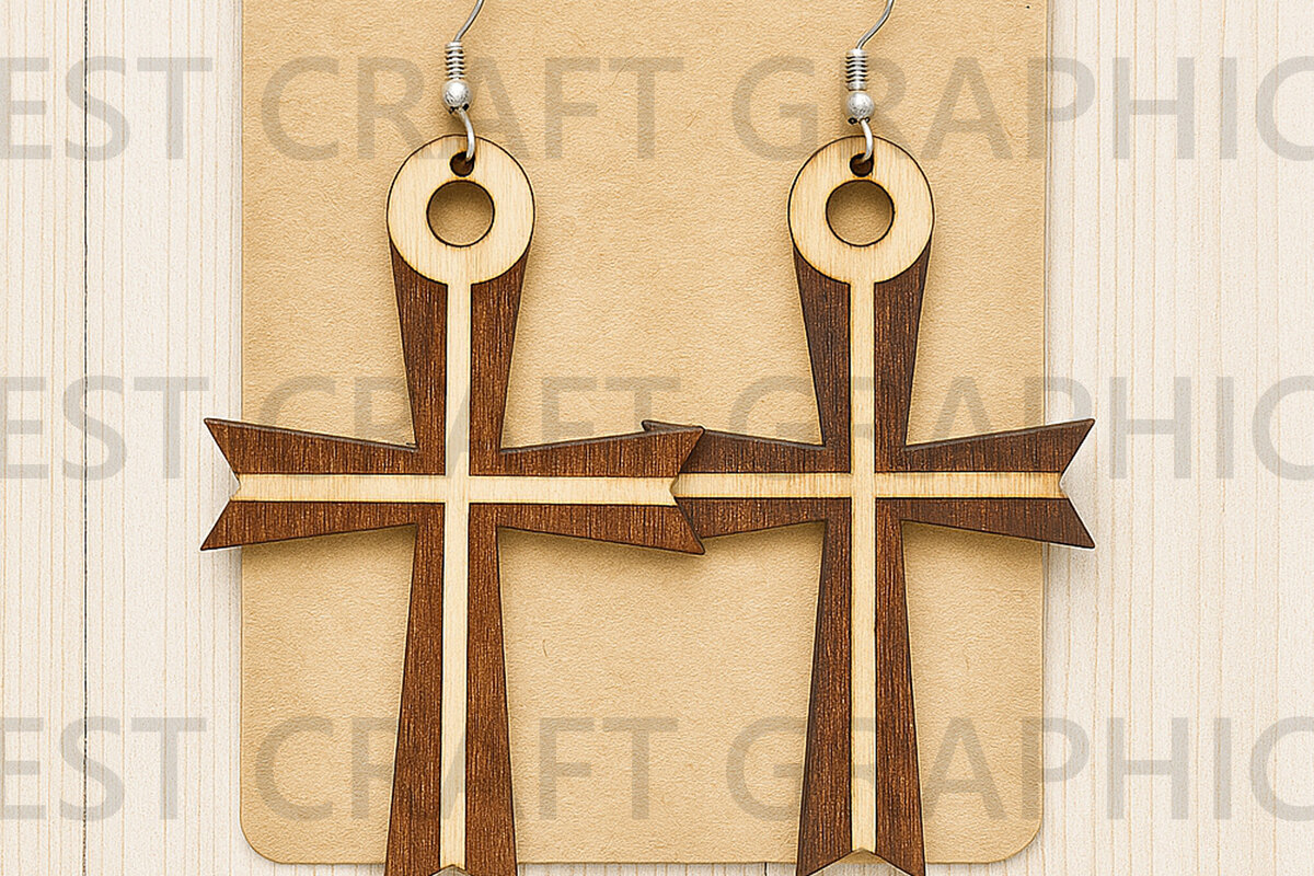 Intra απο ξύλο plywood 3mm-4mm πάχος – Σκουλαρίκια με τα χέρια προσευχής – Χριστιανική πίστη Δίασταση  5x5 cm INTRAFABR-124957729