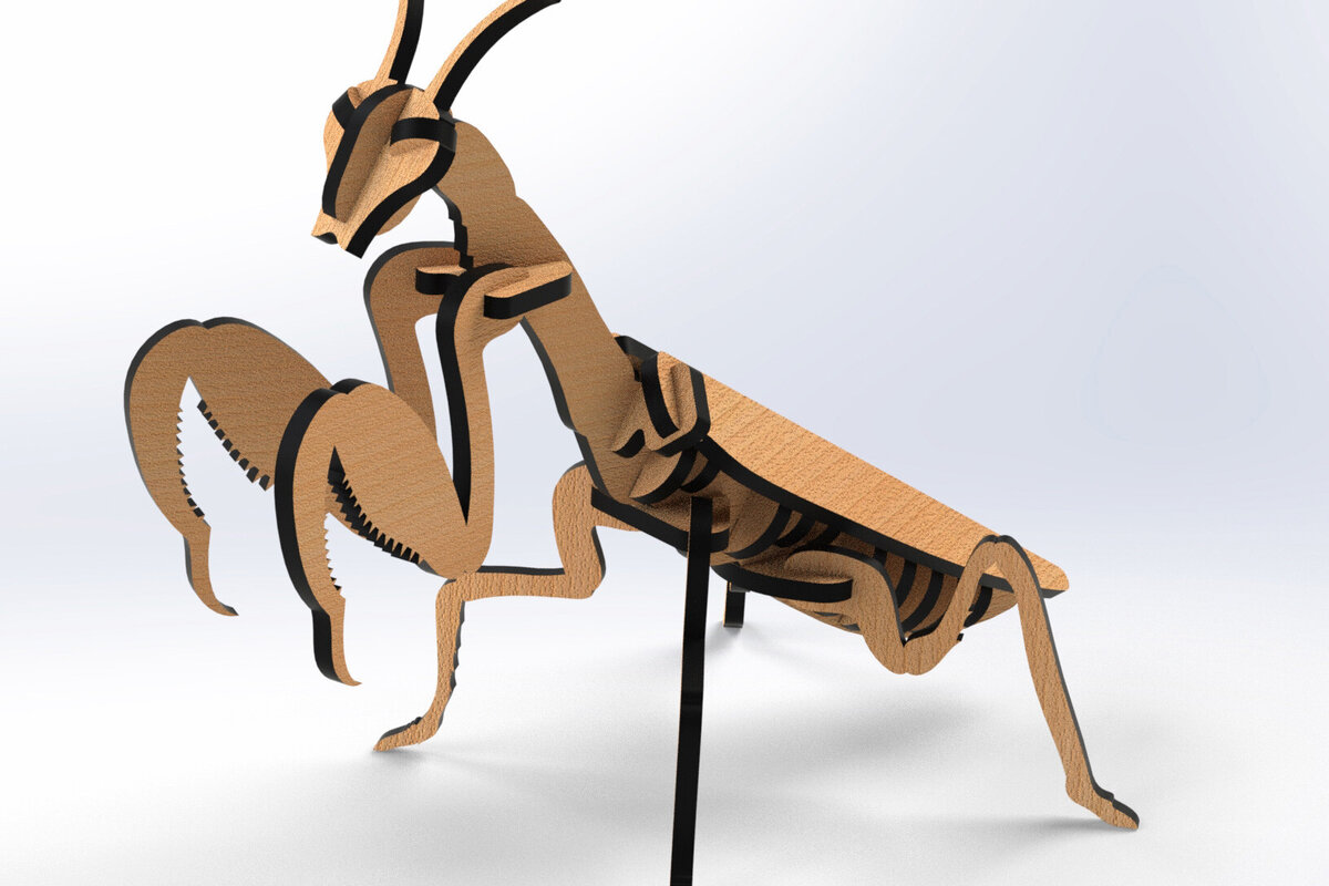 Intra απο ξύλο plywood 3mm-4mm πάχος – Αρχεία λέιζερ τρισδιάστατων ζώων Praying Mantis Δίασταση  20x20 cm INTRAFABR-79733305
