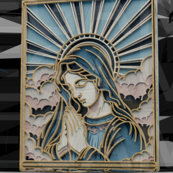 Intra απο ξύλο plywood 3mm-4mm πάχος – Προσευχόμενη Μαρία με ακτίνες φωτός Δίασταση 20x20 cm INTRAFABR-123433181 - Image 8