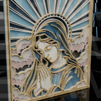 Intra απο ξύλο plywood 3mm-4mm πάχος – Προσευχόμενη Μαρία με ακτίνες φωτός Δίασταση 20x20 cm INTRAFABR-123433181 - Image 9