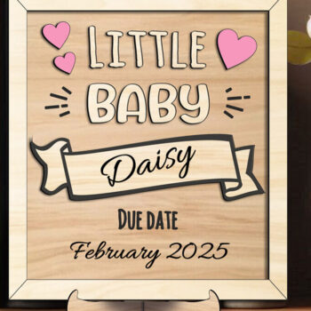 Intra απο ξύλο plywood 3mm-4mm πάχος – Pregnancy Reveal Frame Board Laser Δίασταση  45x45 cm INTRAFABR-105811462 - Image 2