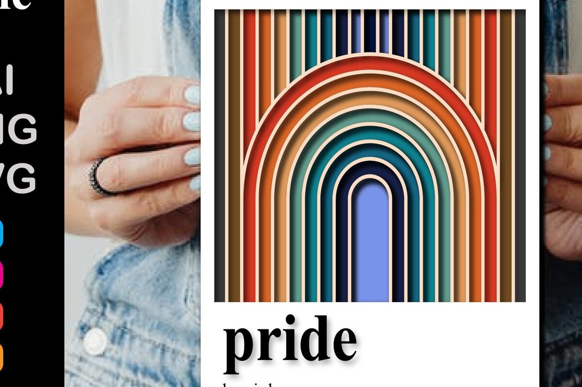 Intra απο ξύλο plywood 3mm-4mm πάχος – Ρετρό αφηρημένο ουράνιο τόξο εκτύπωσης Pride Δίασταση  20x20 cm INTRAFABR-31974866