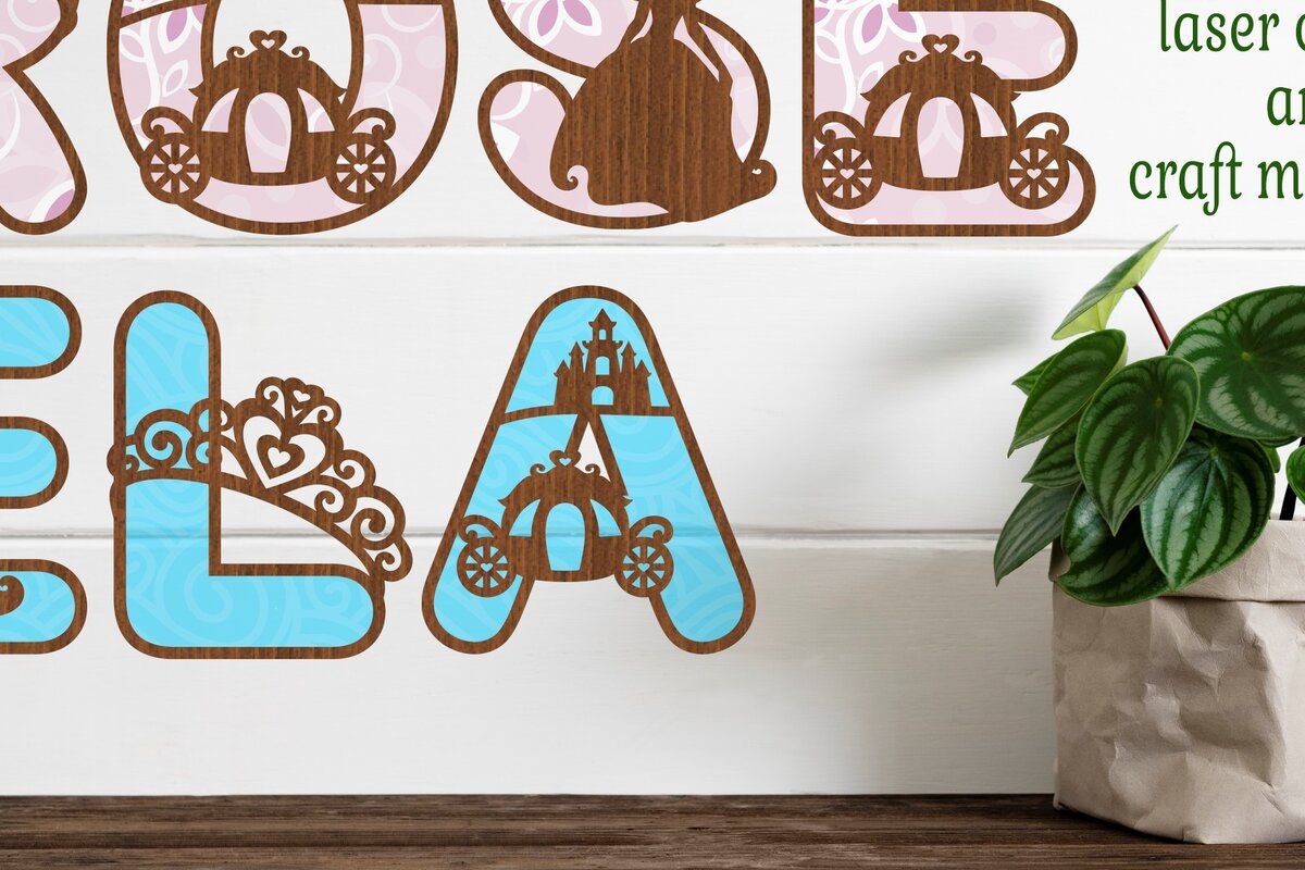 Intra απο ξύλο plywood 3mm-4mm πάχος – Princess Alphabet Σετ 78 Γραμμάτων Δίασταση  20x20 cm INTRAFABR-76334621