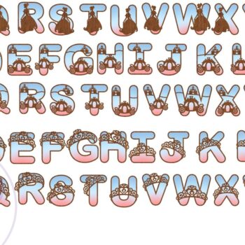 Intra απο ξύλο plywood 3mm-4mm πάχος – Princess Alphabet Σετ 78 Γραμμάτων Δίασταση  20x20 cm INTRAFABR-76334621 - Image 5