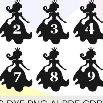 Intra απο ξύλο plywood 3mm-4mm πάχος – Princess Birthday Numbers, Cupcakes Δίασταση  20x20 cm INTRAFABR-33200934 - Image 1