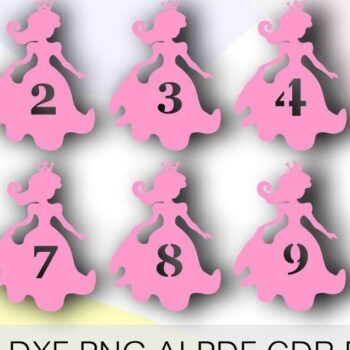 Intra απο ξύλο plywood 3mm-4mm πάχος – Princess Birthday Numbers, Cupcakes Δίασταση  20x20 cm INTRAFABR-33200934 - Image 4