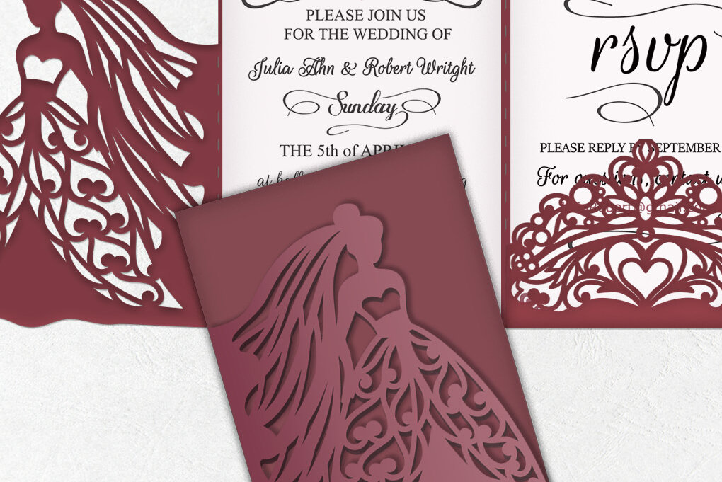 Intra απο ξύλο plywood 3mm-4mm πάχος – Princess Bride Crown Wedding Trifold Δίασταση  20x20 cm INTRAFABR-2002810