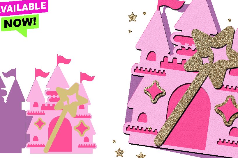 Intra απο ξύλο plywood 3mm-4mm πάχος – Κάρτα Princess Castle 3D Δίασταση  20x20 cm INTRAFABR-96826590