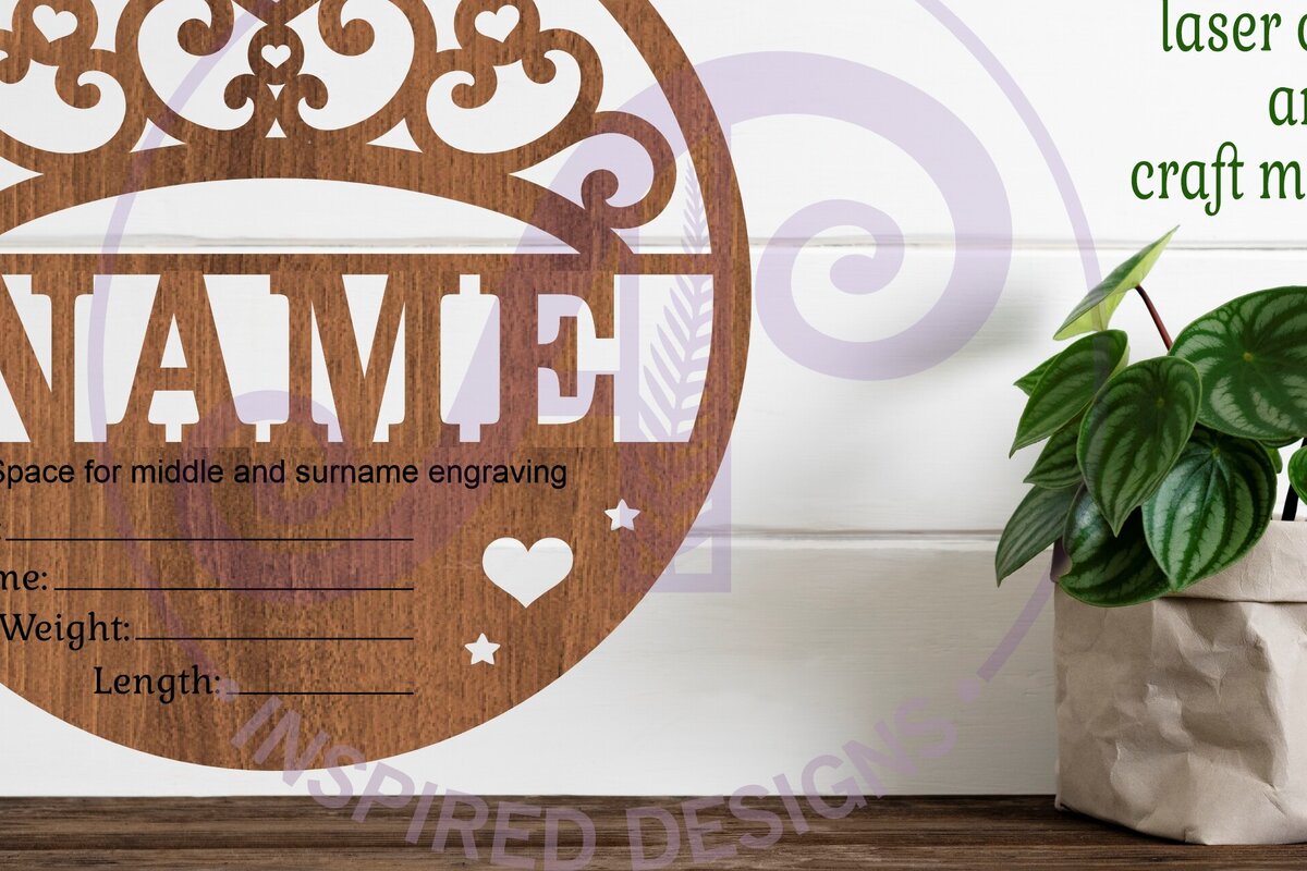 Intra απο ξύλο plywood 3mm-4mm πάχος – Στατιστικά στοιχεία για το νεογέννητο μωρό Princess Crown, Γέννηση Δίασταση  20x20 cm INTRAFABR-97685582