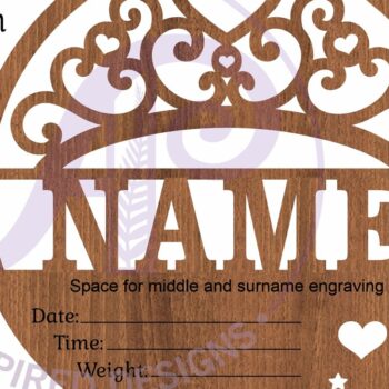 Intra απο ξύλο plywood 3mm-4mm πάχος – Στατιστικά στοιχεία για το νεογέννητο μωρό Princess Crown, Γέννηση Δίασταση  20x20 cm INTRAFABR-97685582 - Image 4