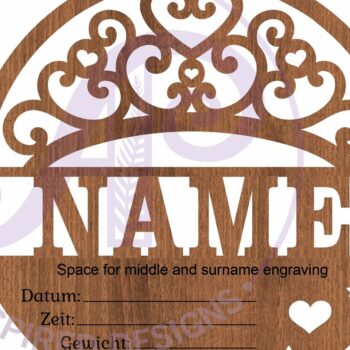 Intra απο ξύλο plywood 3mm-4mm πάχος – Στατιστικά στοιχεία για το νεογέννητο μωρό Princess Crown, Γέννηση Δίασταση  20x20 cm INTRAFABR-97685582 - Image 5