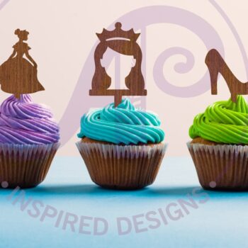 Intra απο ξύλο plywood 3mm-4mm πάχος – Princess Cupcake Topper Laser Δίασταση  20x20 cm INTRAFABR-101208961 - Image 1