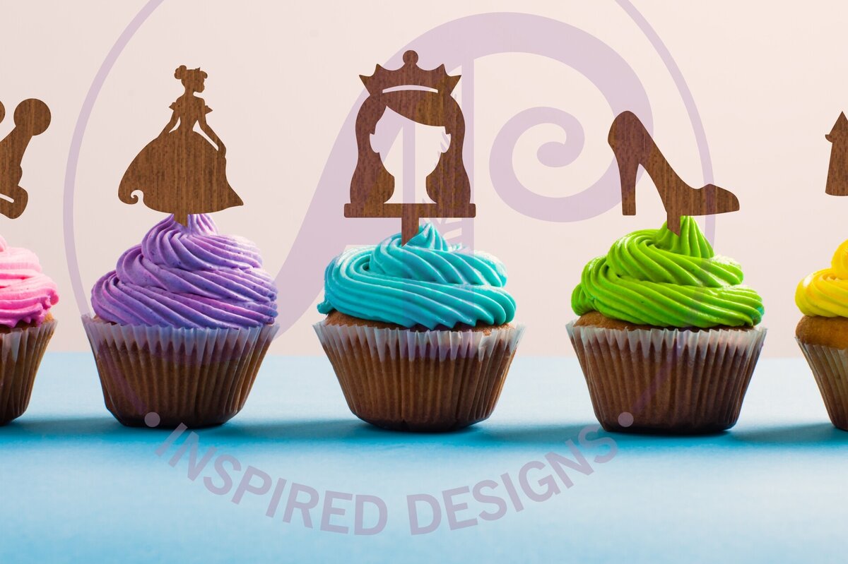 Intra απο ξύλο plywood 3mm-4mm πάχος – Princess Cupcake Topper Laser Δίασταση  20x20 cm INTRAFABR-101208961
