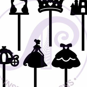 Intra απο ξύλο plywood 3mm-4mm πάχος – Princess Cupcake Topper Laser Δίασταση  20x20 cm INTRAFABR-101208961 - Image 2