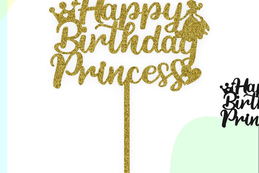 Intra απο ξύλο plywood 3mm-4mm πάχος – Princess Happy Birthday Cake Topper Δίασταση  20x20 cm INTRAFABR-102279619