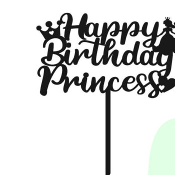 Intra απο ξύλο plywood 3mm-4mm πάχος – Princess Happy Birthday Cake Topper Δίασταση  20x20 cm INTRAFABR-102279619 - Image 2