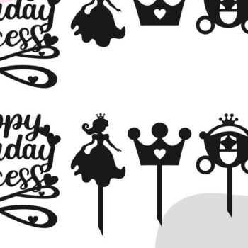 Intra απο ξύλο plywood 3mm-4mm πάχος – Princess Happy Birthday Cake Topper Δίασταση  20x20 cm INTRAFABR-32444401 - Image 1