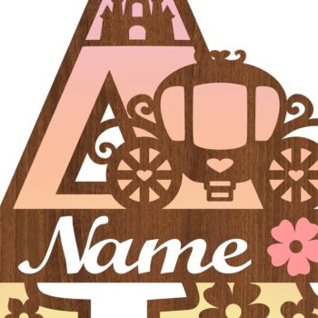 Intra απο ξύλο plywood 3mm-4mm πάχος – Princess Monogram Letter a Δίασταση 20x20 cm INTRAFABR-76567857 - Image 3