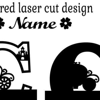 Intra απο ξύλο plywood 3mm-4mm πάχος – Πριγκίπισσα Μονόγραμμα Γράμμα C Αποκοπή αρχείου Δίασταση  20x20 cm INTRAFABR-76567889 - Image 2