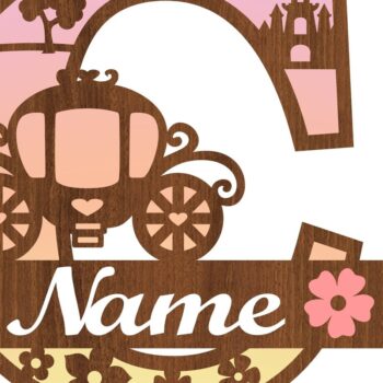 Intra απο ξύλο plywood 3mm-4mm πάχος – Πριγκίπισσα Μονόγραμμα Γράμμα C Αποκοπή αρχείου Δίασταση  20x20 cm INTRAFABR-76567889 - Image 3