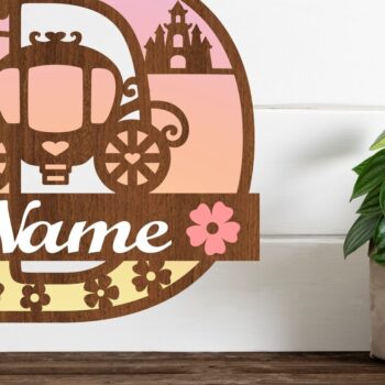 Intra απο ξύλο plywood 3mm-4mm πάχος – Πριγκίπισσα Μονόγραμμα Letter D Δίασταση  20x20 cm INTRAFABR-76567910 - Image 1