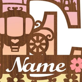 Intra απο ξύλο plywood 3mm-4mm πάχος – Αρχείο Αποκοπής Επιστολής Μονόγραμμα Πριγκίπισσας E Δίασταση  20x20 cm INTRAFABR-76567938 - Image 3