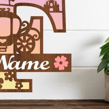 Intra απο ξύλο plywood 3mm-4mm πάχος – Πριγκίπισσα Μονόγραμμα Γράμμα F Αποκοπή αρχείου Δίασταση  20x20 cm INTRAFABR-76567964 - Image 1